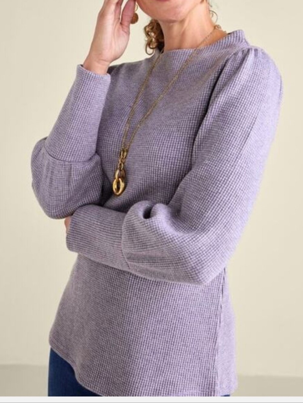 Soft Surroundings Melina Lavender Waffle Pullover